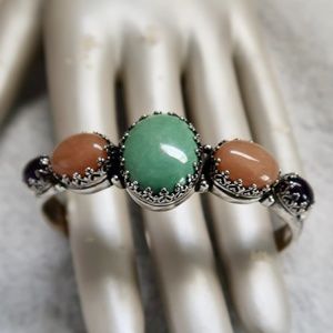NIB Sterling Silver Carolyn Pollack Turquoise Amethyst Gallery Cuff Bracelet